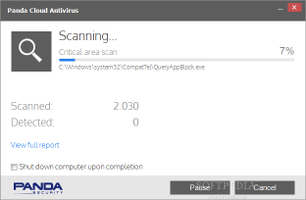 Showing a scan job in Panda Cloud Antivirus Free